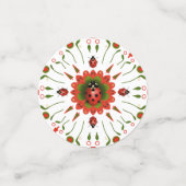 Christmas Ladybug Party Red White Green Table  Confetti (Kleine voorkant)