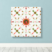 Christmas Ladybug Red, Green, and White Canvas Afdruk (Insitu (Houten vloer))