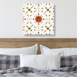 Christmas Ladybug Red, Green, and White Canvas Afdruk
