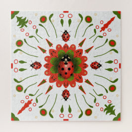 Christmas Ladybug Red White Green Hand-drawn Legpuzzel