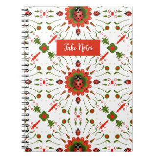 Christmas Ladybug Red, White, Green Spiral Notitieboek
