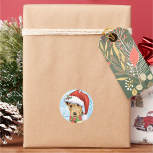 Christmas Lakeland Terrier Ronde Sticker
