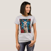 Christmas Lama With Poinsettias & Ornaments T-shirt (Voorkant volledig)