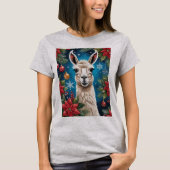Christmas Lama With Poinsettias & Ornaments T-shirt (Voorkant)