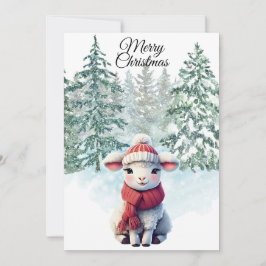 Christmas Lamb Flat Holiday Card Feestdagenkaart