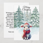 Christmas Lamb Flat Holiday Card Feestdagenkaart (Voorkant / Achterkant)