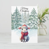 Christmas Lamb Flat Holiday Card Feestdagenkaart (Staand voorkant)