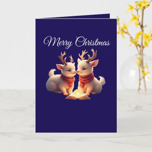 Christmas lamb Folded Greeting Card Kaart (Gele Bloem)