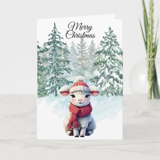 Christmas Lamb Folded Holiday Card Feestdagen Kaart (Voorkant)