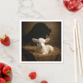 Christmas Lamb In a Manger With Lion Shadow Servet (Insitu)