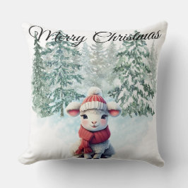 Christmas Lamb Throw Pillow Kussen