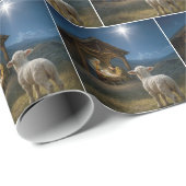 Christmas Lamb Watching the Nativity Scene Cadeaupapier (Rol Hoek)