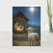 Christmas Lamb Watching the Nativity Scene Kaart (Voorkant)