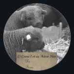 Christmas Lambs Label<br><div class="desc">Babydoll Southdown Lammeren Kijken naar Baby Jesus</div>