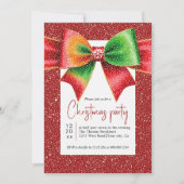 Christmas large red and green bow holiday party kaart (Voorkant)