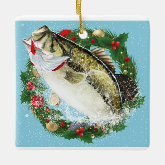 Christmas Largemouth Bass Keramisch Ornament (Voorkant)