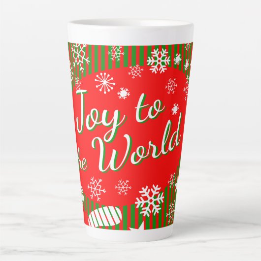 Christmas Latte Mug – Joy to the World Red & Green Latte Mok (Voorkant)