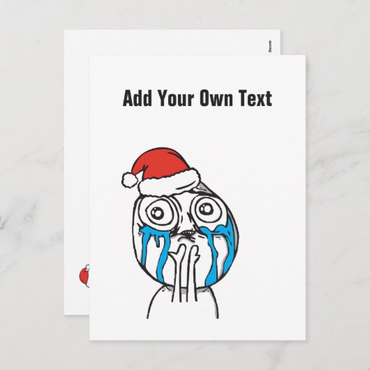 Christmas Le Me Memes Crying Aangepaste tekst BEWE Feestdagenkaart (Voorkant / Achterkant)