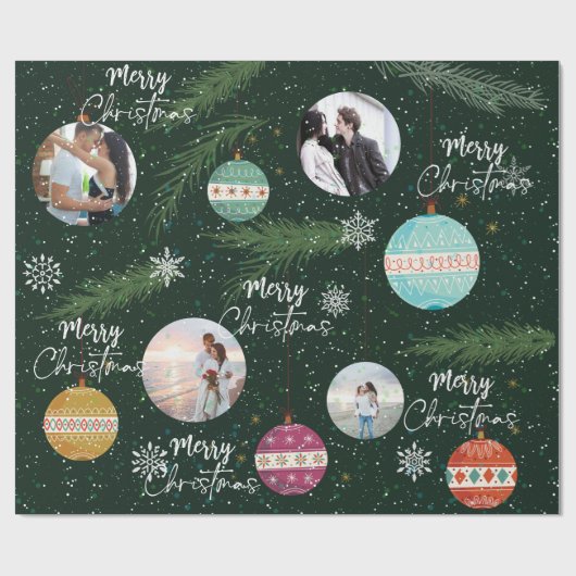 Christmas Leaf Snowflake Ornamenten Aangepaste naa Cadeaupapier (Vlak)