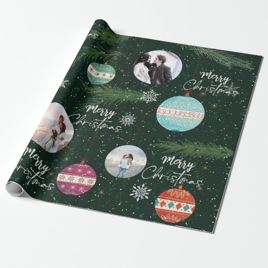 Christmas Leaf Snowflake Ornamenten Aangepaste naa Cadeaupapier (Uitgerold)