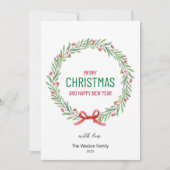 Christmas Leaves Wreath Holiday Card Feestdagenkaart (Voorkant)