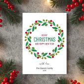 Christmas Leaves Wreath Holiday Greeting Card Feestdagenkaart