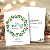 Christmas Leaves Wreath Holiday Greeting Card Feestdagenkaart