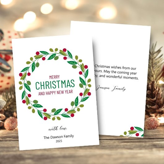 Christmas Leaves Wreath Holiday Greeting Card Feestdagenkaart