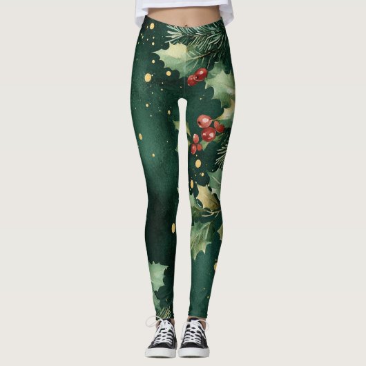 Christmas Leggings – Festive Holiday Pattern  (Voorkant)