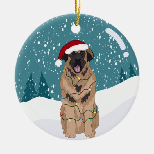 Christmas Leonberger Keramisch Ornament (Voorkant)