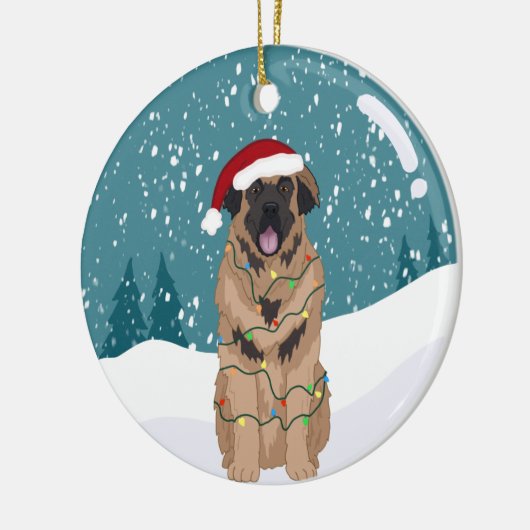 Christmas Leonberger   Keramisch Ornament (Links)