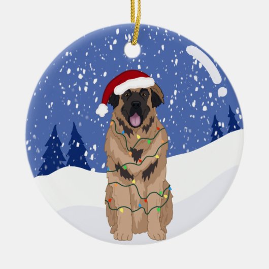 Christmas Leonberger  Keramisch Ornament (Voorkant)