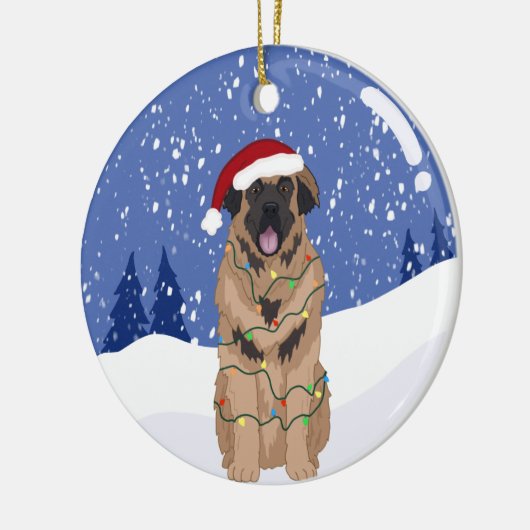 Christmas Leonberger  Keramisch Ornament (Links)