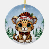Christmas Leopard Spots Kitty Cat Lovers 🐆🐈🐾 Keramisch Ornament (Voorkant)