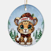 Christmas Leopard Spots Kitty Cat Lovers 🐆🐈🐾 Keramisch Ornament (Links)