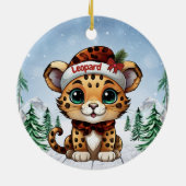 Christmas Leopard Spots Kitty Cat Lovers 🐆🐈🐾 Keramisch Ornament (Achterkant)