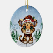 Christmas Leopard Spots Kitty Cat Lovers 🐆🐈🐾 Keramisch Ornament (Rechts)