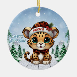 Christmas Leopard Spots Kitty Cat Lovers 🐆🐈🐾 Keramisch Ornament