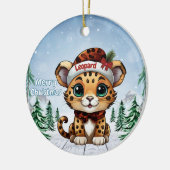 Christmas Leopard Spots Kitty Cat Lovers 🐆🐈🐾 Keramisch Ornament (Links)
