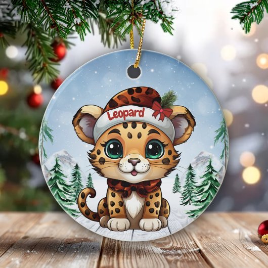 Christmas Leopard Spots Kitty Cat Lovers 🐆🐈🐾 Keramisch Ornament