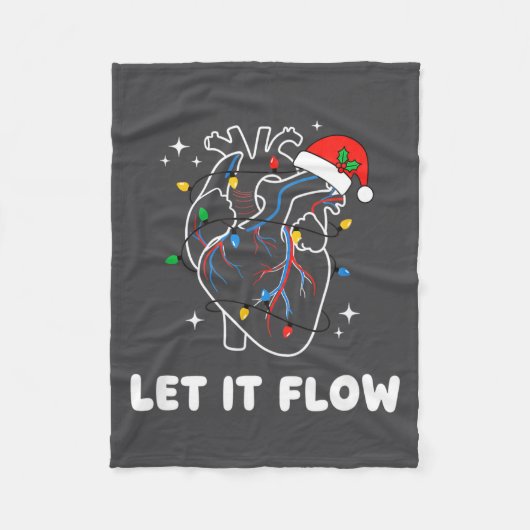 Christmas Let It Flow Cardiac Heart Funny Nurse Ho Fleece Deken (Voorkant)