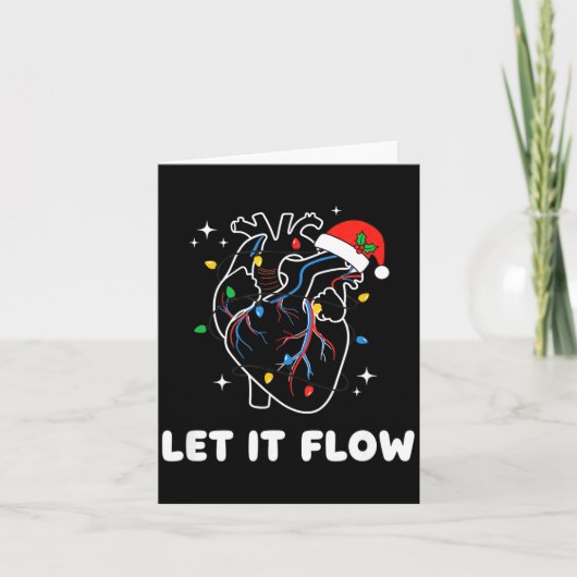 Christmas Let It Flow Cardiac Heart Funny Nurse Ho Kaart (Voorkant)