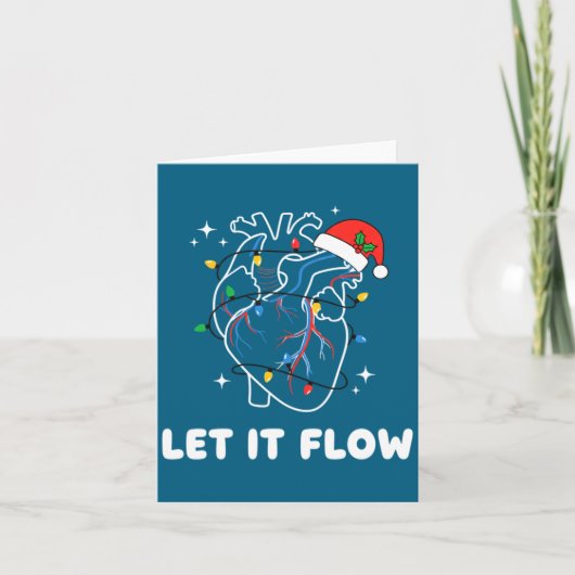 Christmas Let It Flow Cardiac Heart Funny Nurse Ho Kaart (Voorkant)
