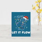 Christmas Let It Flow Cardiac Heart Funny Nurse Ho Kaart (Gele Bloem)