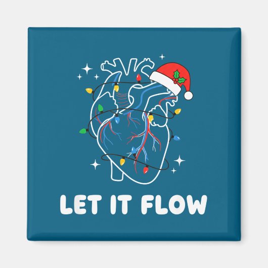 Christmas Let It Flow Cardiac Heart Funny Nurse Ho Magneet (Voorkant)