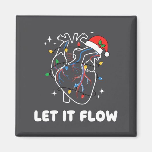 Christmas Let It Flow Cardiac Heart Funny Nurse Ho Magneet (Voorkant)