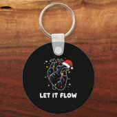 Christmas Let It Flow Cardiac Heart Funny Nurse Ho Sleutelhanger (Voorkant)