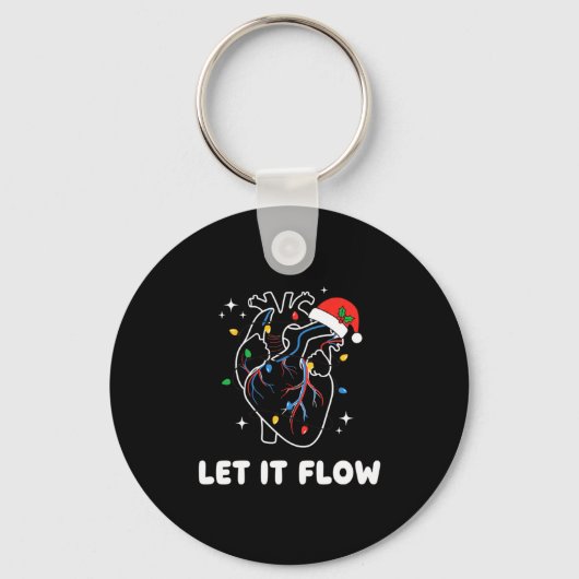 Christmas Let It Flow Cardiac Heart Funny Nurse Ho Sleutelhanger (Voorkant)