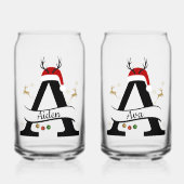 Christmas Letter A Initial – Festive Holiday Desig Blikvorm Glas (Voorkant)