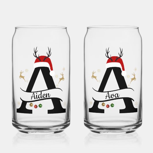 Christmas Letter A Initial – Festive Holiday Desig Blikvorm Glas (Voorkant)